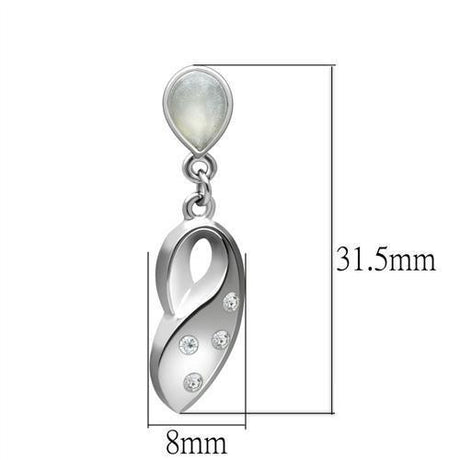 Rhodium White Metal Earrings with Top Grade Crystal  in Clear