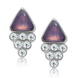 Rhodium White Metal Earrings with Top Grade Crystal  in Clear