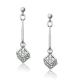 Rhodium White Metal Earrings with Top Grade Crystal  in Clear