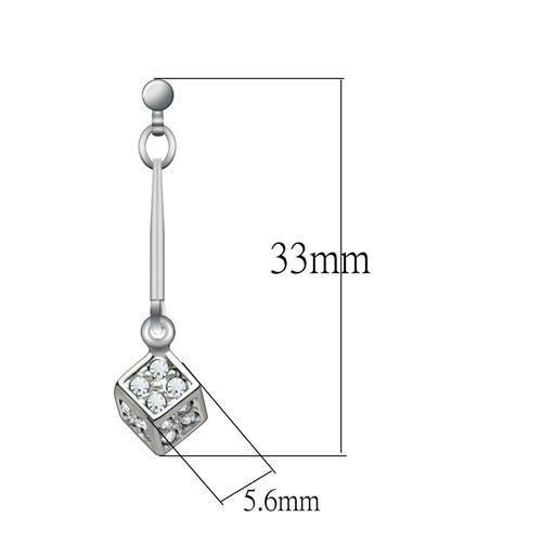 Rhodium White Metal Earrings with Top Grade Crystal  in Clear