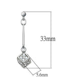 Rhodium White Metal Earrings with Top Grade Crystal  in Clear