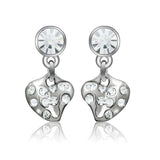 Rhodium White Metal Earrings with Top Grade Crystal  in Clear