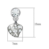 Rhodium White Metal Earrings with Top Grade Crystal  in Clear