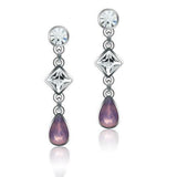 Rhodium White Metal Earrings with Top Grade Crystal  in Clear