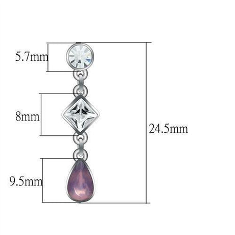 Rhodium White Metal Earrings with Top Grade Crystal  in Clear