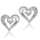 Rhodium White Metal Earrings with Top Grade Crystal  in Clear