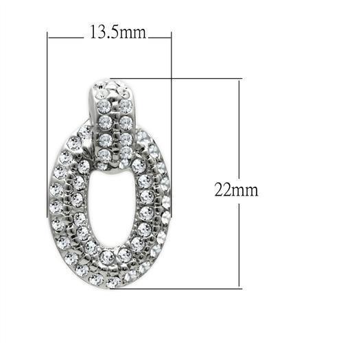 Rhodium White Metal Earrings with Top Grade Crystal  in Clear