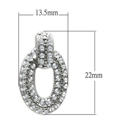 Rhodium White Metal Earrings with Top Grade Crystal  in Clear