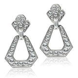 Rhodium White Metal Earrings with Top Grade Crystal  in Clear