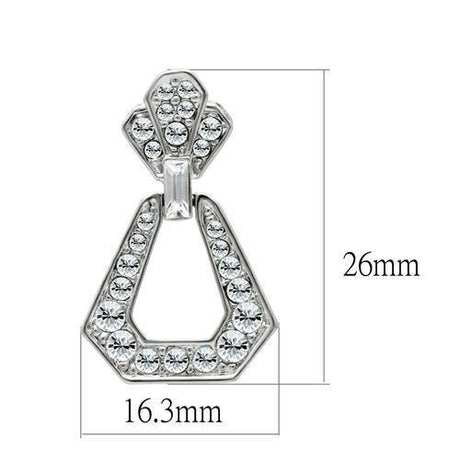 Rhodium White Metal Earrings with Top Grade Crystal  in Clear