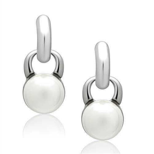 Rhodium White Metal Earrings with Top Grade Crystal  in White