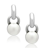 Rhodium White Metal Earrings with Top Grade Crystal  in White