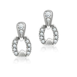 Rhodium White Metal Earrings with Top Grade Crystal  in Clear