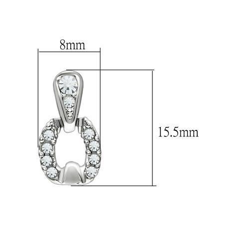 Rhodium White Metal Earrings with Top Grade Crystal  in Clear