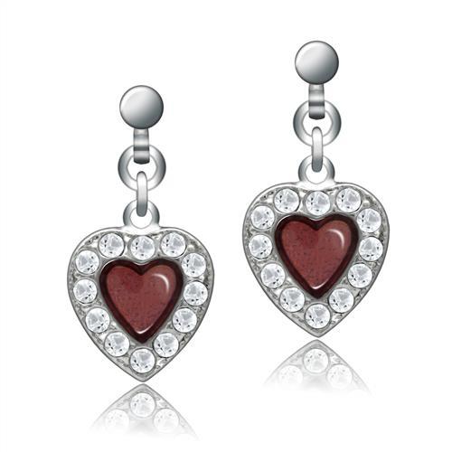 Rhodium White Metal Earrings with Top Grade Crystal  in Clear