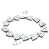 Matte Rhodium & Rhodium Brass Bracelet with AAA Grade CZ  in Clear