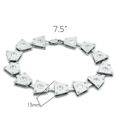 Matte Rhodium & Rhodium Brass Bracelet with AAA Grade CZ  in Clear