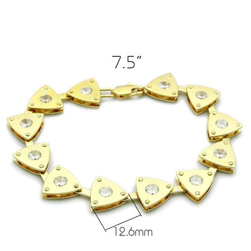 Matte Gold & Gold Brass Bracelet with AAA Grade CZ  in Clear