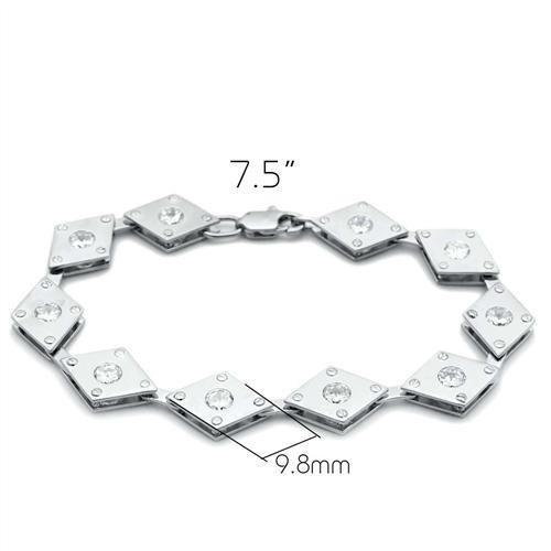 Matte Rhodium & Rhodium Brass Bracelet with AAA Grade CZ  in Clear