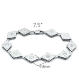 Matte Rhodium & Rhodium Brass Bracelet with AAA Grade CZ  in Clear