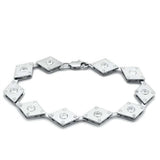 Matte Rhodium & Rhodium Brass Bracelet with AAA Grade CZ  in Clear