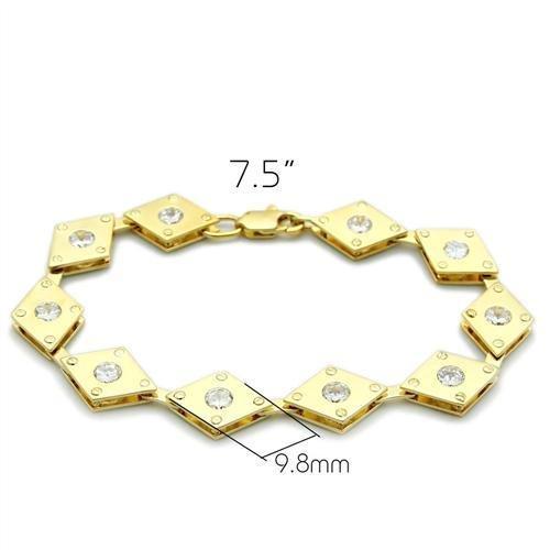 Matte Gold & Gold Brass Bracelet with AAA Grade CZ  in Clear