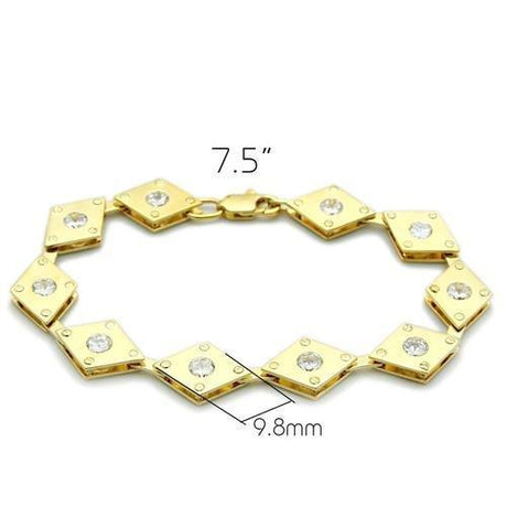 Matte Gold & Gold Brass Bracelet with AAA Grade CZ  in Clear