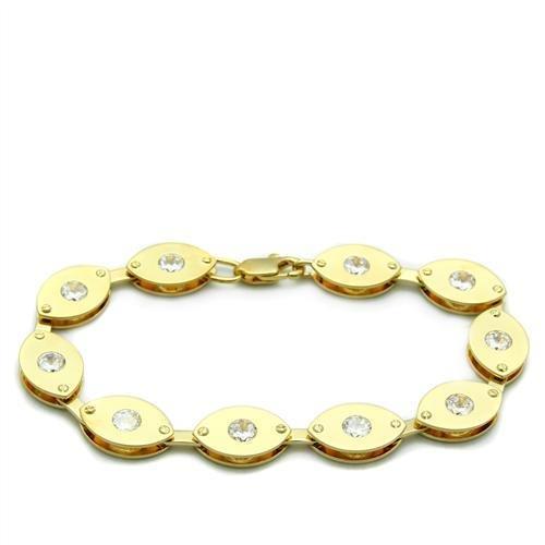 Matte Gold & Gold Brass Bracelet with AAA Grade CZ  in Clear