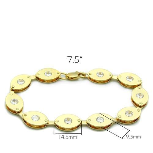 Matte Gold & Gold Brass Bracelet with AAA Grade CZ  in Clear
