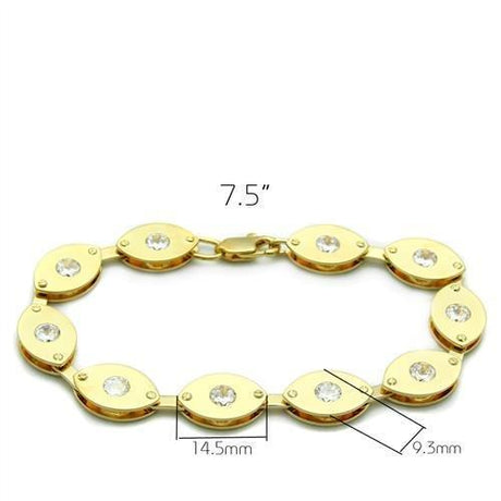Matte Gold & Gold Brass Bracelet with AAA Grade CZ  in Clear