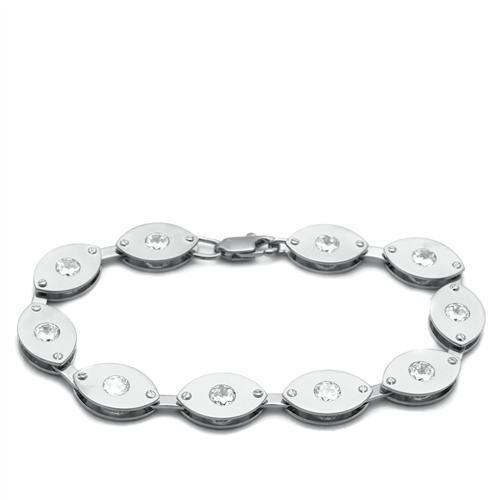 Matte Rhodium & Rhodium Brass Bracelet with AAA Grade CZ  in Clear