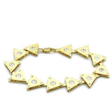 Matte Gold & Gold Brass Bracelet with AAA Grade CZ  in Clear