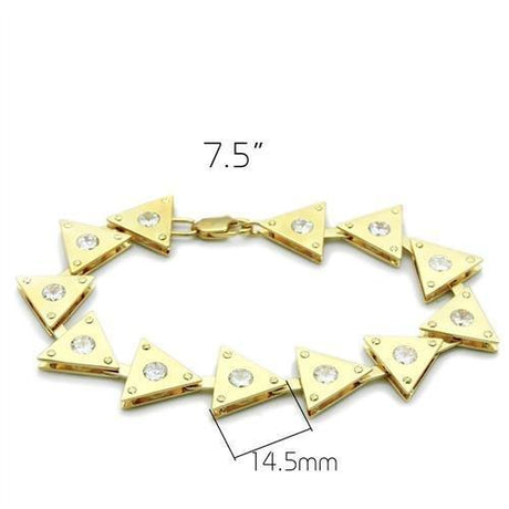 Matte Gold & Gold Brass Bracelet with AAA Grade CZ  in Clear