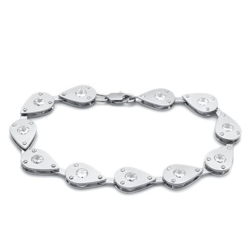 Matte Rhodium & Rhodium Brass Bracelet with AAA Grade CZ  in Clear