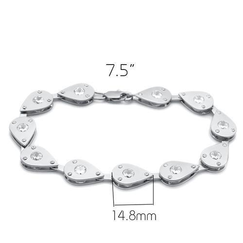 Matte Rhodium & Rhodium Brass Bracelet with AAA Grade CZ  in Clear