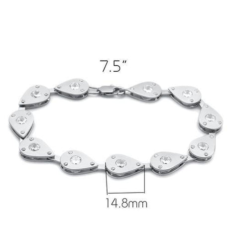 Matte Rhodium & Rhodium Brass Bracelet with AAA Grade CZ  in Clear