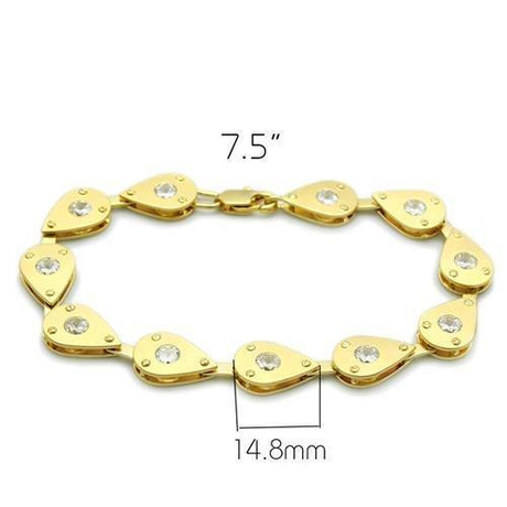 Matte Gold & Gold Brass Bracelet with AAA Grade CZ  in Clear