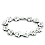 Matte Rhodium & Rhodium Brass Bracelet with AAA Grade CZ  in Clear