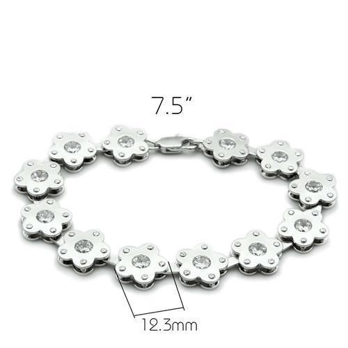 Matte Rhodium & Rhodium Brass Bracelet with AAA Grade CZ  in Clear