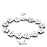 Matte Rhodium & Rhodium Brass Bracelet with AAA Grade CZ  in Clear