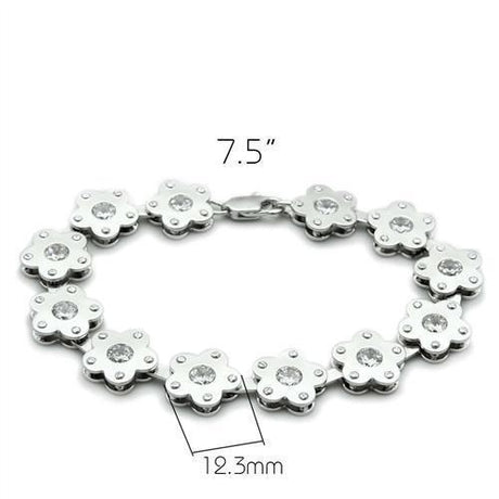 Matte Rhodium & Rhodium Brass Bracelet with AAA Grade CZ  in Clear