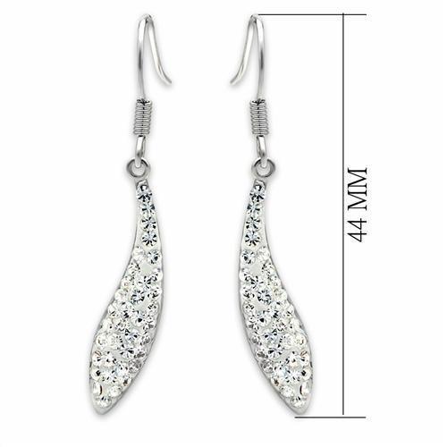Rhodium Brass Earrings with Top Grade Crystal  in Clear