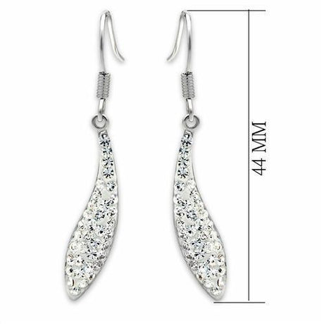 Rhodium Brass Earrings with Top Grade Crystal  in Clear