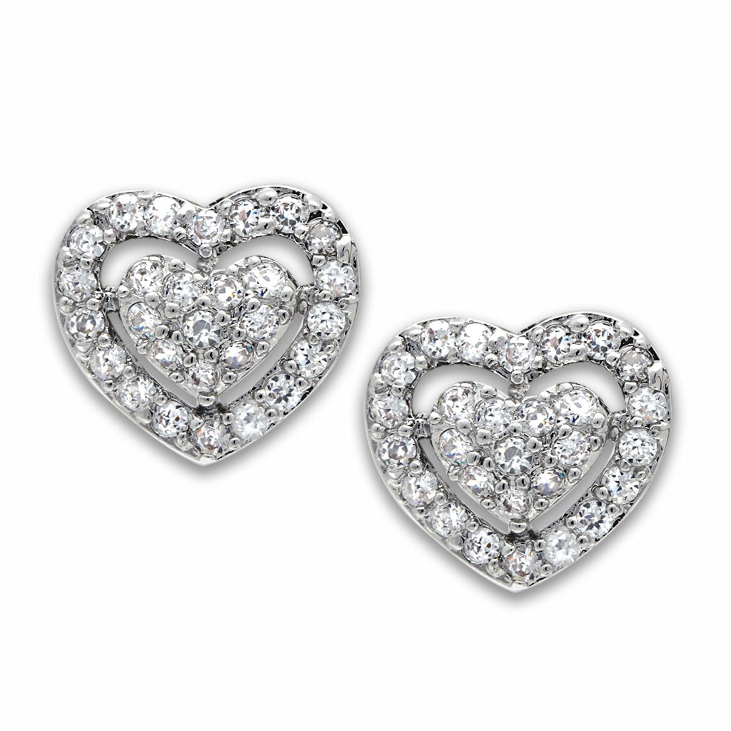 Rhodium Brass Earrings with AAA Grade CZ  in Clear