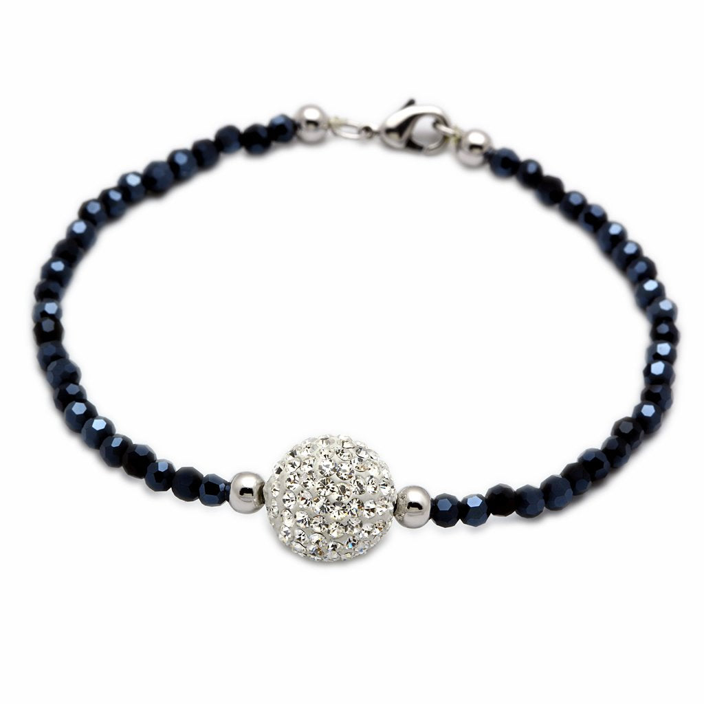 Rhodium Brass Bracelet with Top Grade Crystal  in Clear