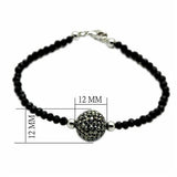 Rhodium + Ruthenium Brass Bracelet with Top Grade Crystal  in Jet