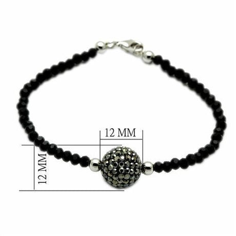 Rhodium + Ruthenium Brass Bracelet with Top Grade Crystal  in Jet