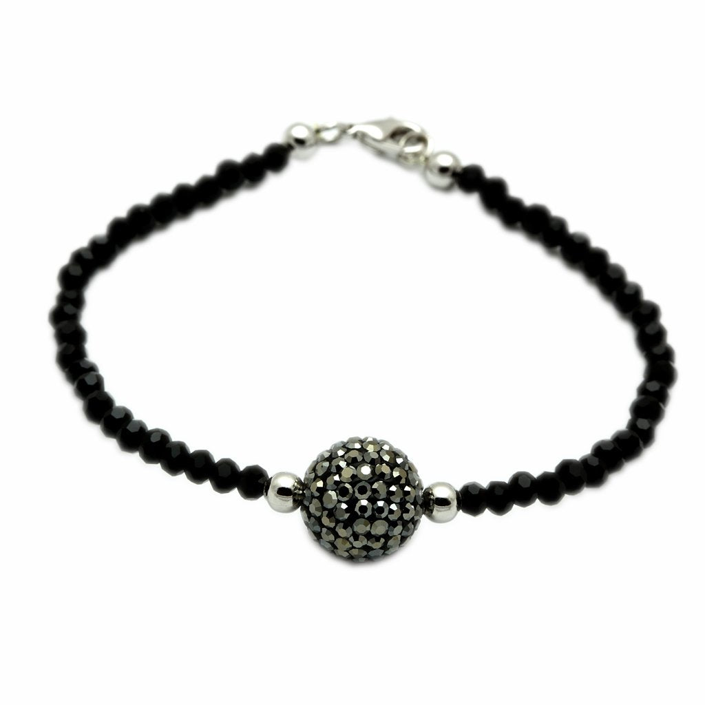Rhodium + Ruthenium Brass Bracelet with Top Grade Crystal  in Jet