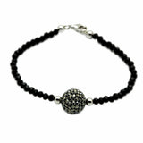 Rhodium + Ruthenium Brass Bracelet with Top Grade Crystal  in Jet