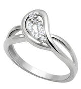 Rhodium Brass Ring with AAA Grade CZ  in Clear